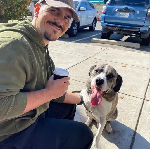 Grayson Brown with his dog